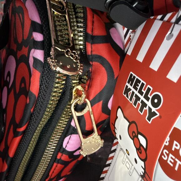 Sanrio Hello Kitty Tote Travel Weekender Luggage Bag Tag Bows Crossbody 3 Piece - Picture 15 of 16